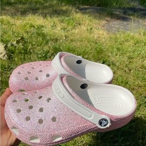 (SOLD) Pink Glitter Crocs